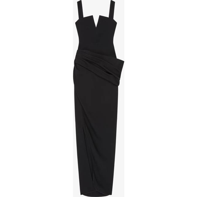Draped Sleeveless Slit Gown - BLACK - 38 FR (6 US)