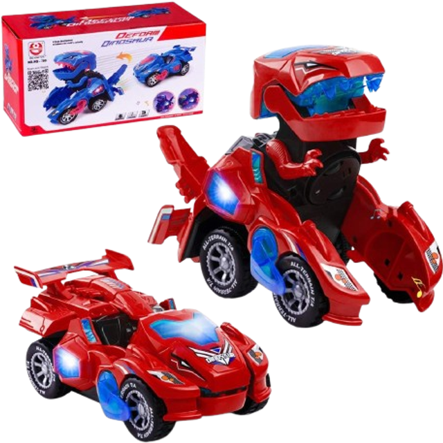 Dinosaur Transforming Car for 37 Years Old Boys GirlsElectric Dinosaur Toys for Kids Automatic Deformation Dinosaur Car with Flashing Lights and Sound