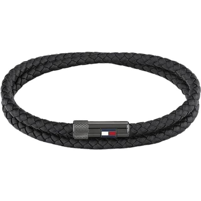 Tommy Hilfiger Smycken Herrläderarmband svart - 2790262S, En storlek, Rostfritt stål