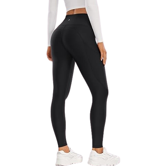 CRZ YOGA Thermal Fleece Lined Leggings Women 28'' - Winter Warm Workout Hiking Pants High Waisted Yoga Tights Full Length Black X-Small