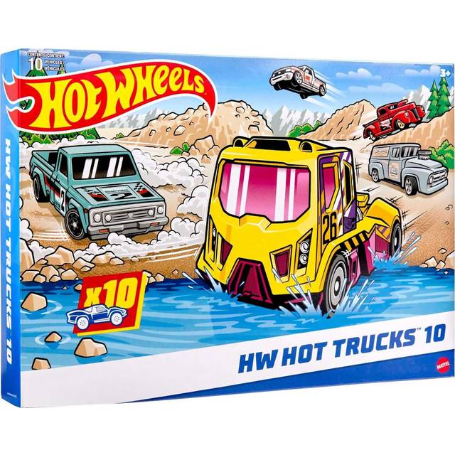 Trucks 10-Pack, 10 Toy Semi-Trucks, Pickups, Construction Trucks, Big Rigs & Haulers, Modern & Retro Models, Gift for Kids, HMK46