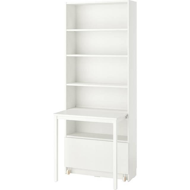 BILLY bokhylla med skrivbord, vit, 80x202 cm
