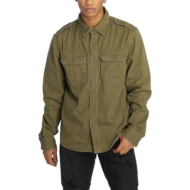 Brandit Vintage skjorta, långa ärmar, flera färgvarianter, storlekar S till 7XL, OLIV, 4XL