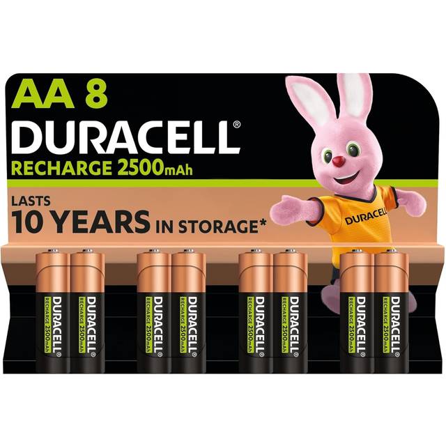 Duracell uppladdningsbara AA-batterier 8-pack, 2 500 mAh NiMH, förladdade, batteriet i vårt sortiment med längst livslängd