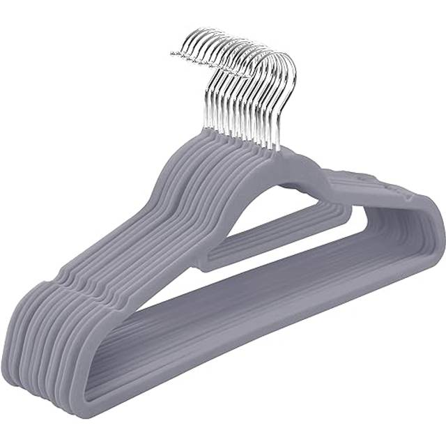 Utopia Home Premium Velvet Hangers 20 Pack  NonSlip Clothes Hangers with Tie Bar  Grey Hangers  Standard Hangers with 360 De