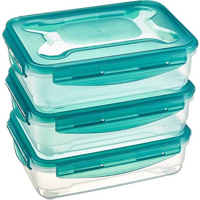 Air-Locked Leak-Proof, Stackable & Airtight Fridge/Freezer Containers with Lids, BPA-Free Plastic, Microwave and Dishwasher Safe 3-Piece Food-Storage