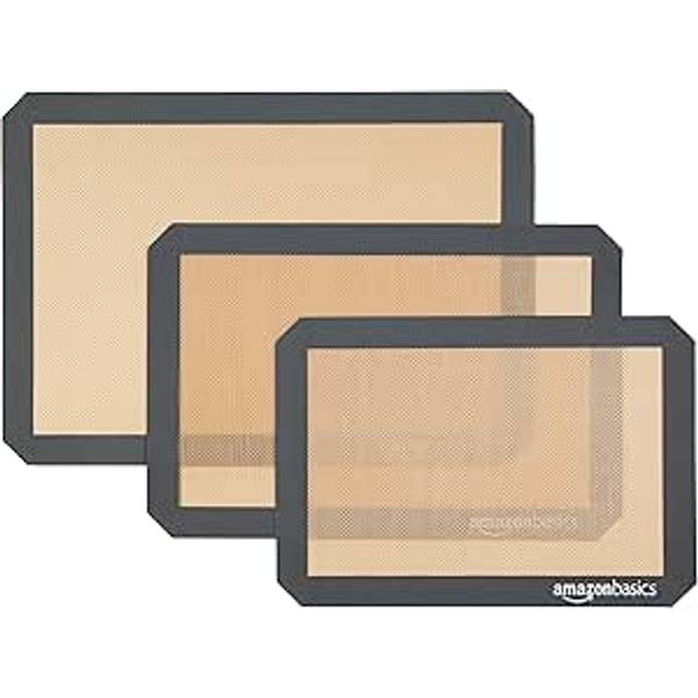 Silicone Baking Mat, 3 Piece Set, Brown/Black, Rectangular