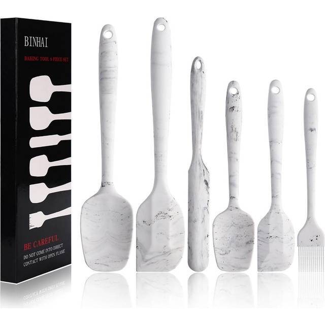 Silicone Spatula Set - Marble pattern 6 Piece Non - Stick Rubber Spatula with Stainless Steel Core - Heat-Resistant Spatula Kitchen Utensils Set for