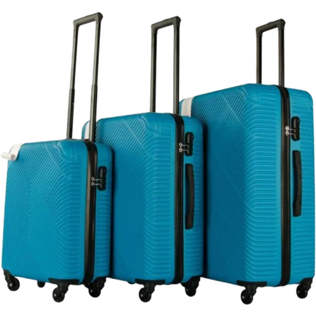 3 Piece Hard Shell Luggage Suitcase Set - Bright Blue - 3 Pack