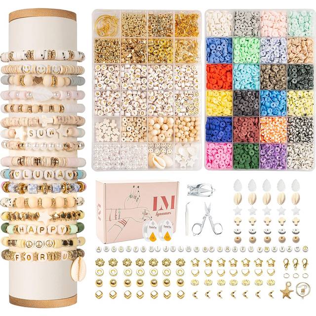 Clay Beads 8000 Pcs 2 Boxes Bracelet Making Kit - 24 Colors Polymer Clay Beads for Bracelet Making Set - Heishi Disc Beads for Jewelry Making kit with