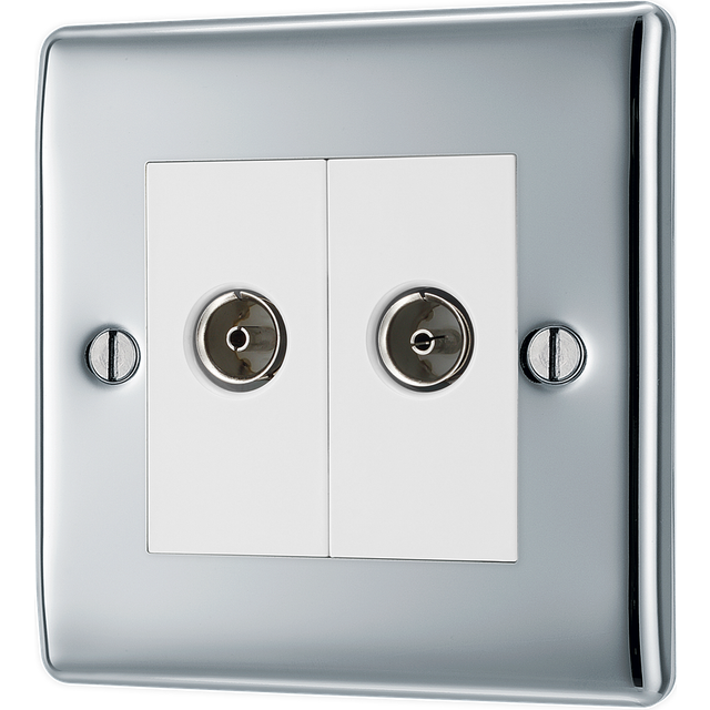 Bg npc63 nexus isolated co-axial, 2 gang satellite socket polished chrome