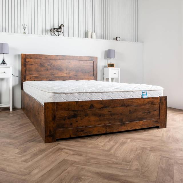 Home Treats Wooden Ottoman Bed Frame 4Ft6 Double Storage Bed - No Mattress - One Size