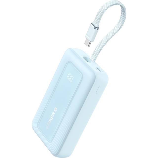 Anker Powerbank 20.000mAh 30W mit integriertem USB-C Kabel, High-Speed portables Ladegerät, 1 USB-C, 1 USB-A, Akkupack für iPhone 15/15 Pro/15 Pro Max/15 Plus, MacBook, Galaxy und mehr