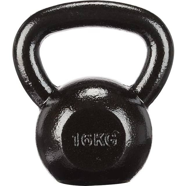 Amazon Basics Kettlebell i gjutjärn med strukturerad och målad yta, svart, 16 kg (35 lbs)