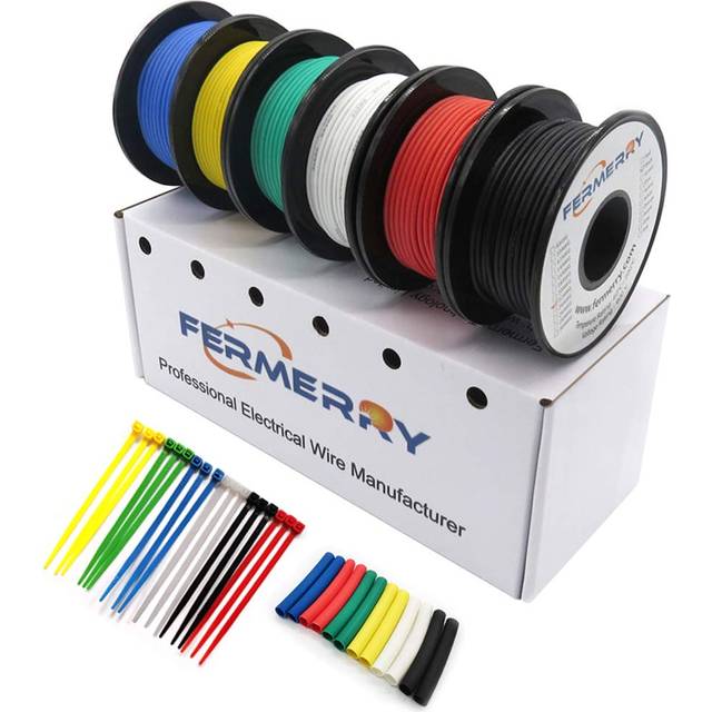 18 AWG Electrical Wire 075mm Flexible Silicone Tinned Copper Wire Hook up Kit Stranded Wire Spool 10ft 3 Meter Each 6 Colors Gauge