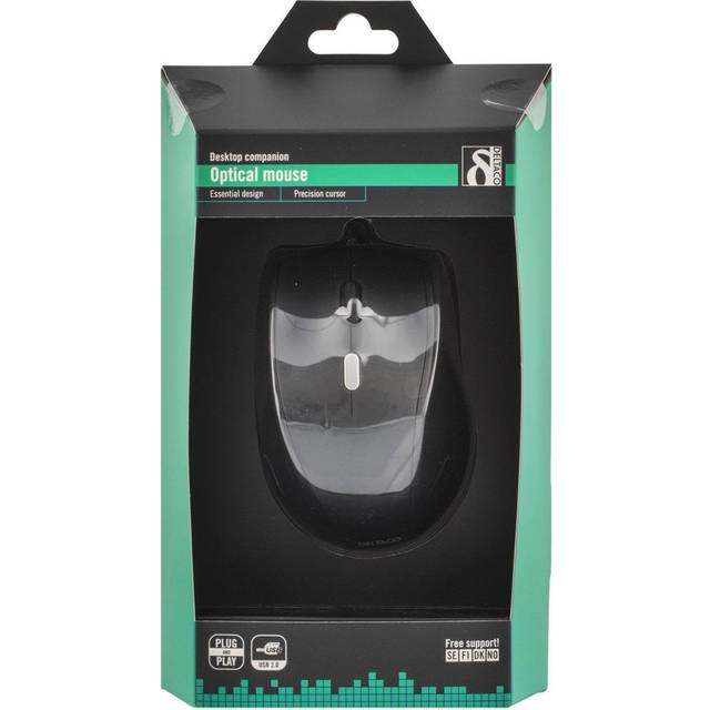 DELTACO optisk mus, 3 knappar med scroll, USB, svart (MS-774)