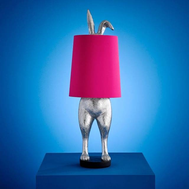 Table lamp rabbit Hiding Bunny®, silver/magenta