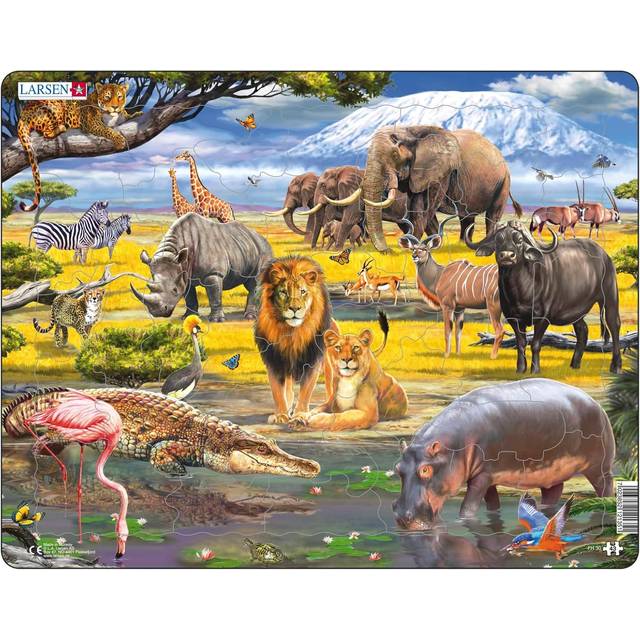 Larsen FH30 African Savannah with Mount Kilimanjaro in the Background, 43 Piece Boxless Tray & Frame Jigsaw Puzzle
