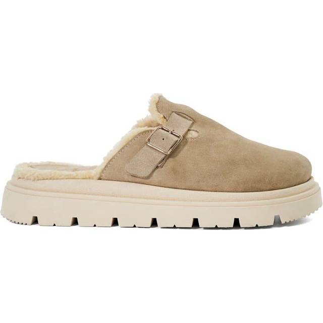 Dune London Gene Leather Faux Shearling Lined Clogs - Sand, Light Brown, Size 3, Women