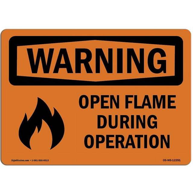SignMission OS-WS-A-710-L-12291 7 x 10 in. OSHA Warning Sign - Open Flame During Operation with Symbol