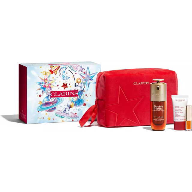 Clarins Double Serum 50ml + Beauty Flash Balm 15ml + Lip Comfort Oil