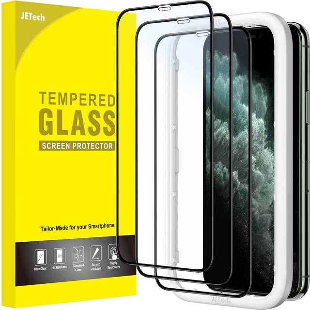 JETech Full Täckning Skärmskydd för iPhone 11 Pro/iPhone X/iPhone XS 5,8 Tum, Svart Kant Screen Protector Härdat Glas Film med Enkelt Installation Verktyg, Fodral Vänligt, HD Klar, 3 Pack
