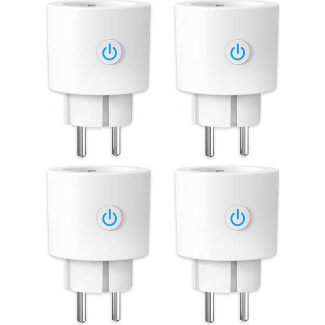 ANTELA Smart Plug Wifi Smart Uttag Energiförbrukning, Smart Socket med Alexa/Google Home, mätning av strömförbrukning, röststyrning, APP-fjärrkontroll, Tidsschema, 2,4 GHz, 16A, 4 PCs