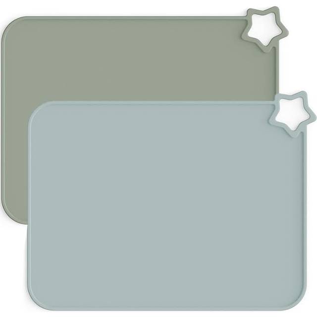 Silicone Placemats for Baby & Kid, Stain Resistant Non-Slip Toddler Food Mats Eating Table Mat with 2 Packs(Pale Mauve/Shifting Sand),15.7 x 11.7