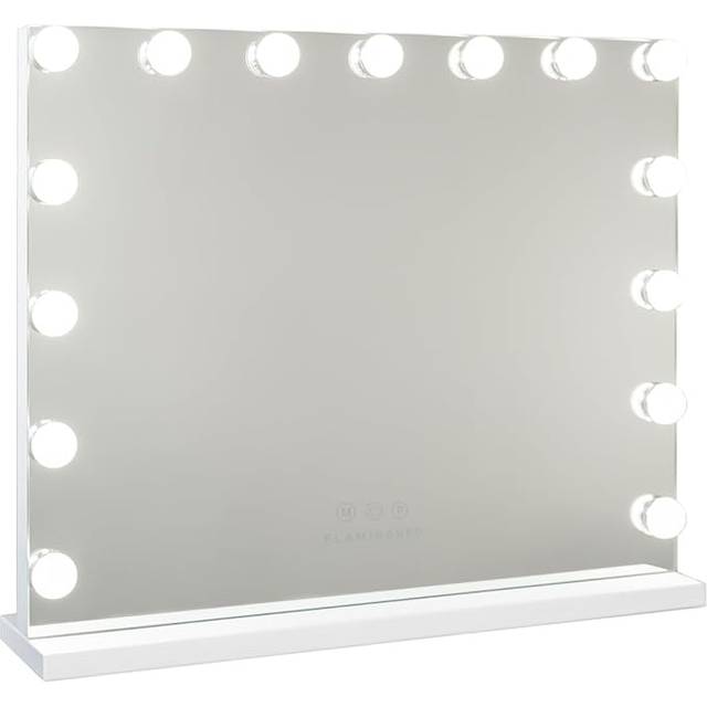 Flamingueo Hollywood Spegel - Sminkspegel Med Ljus 15 LED, Sminkspegel Med Belysning 3 Lägen, Led Spegel USB, Touchkontroll, Vanity Mirror, Kosmetisk Spegel, Bordsspegel, Sminkskåp Med Belysning