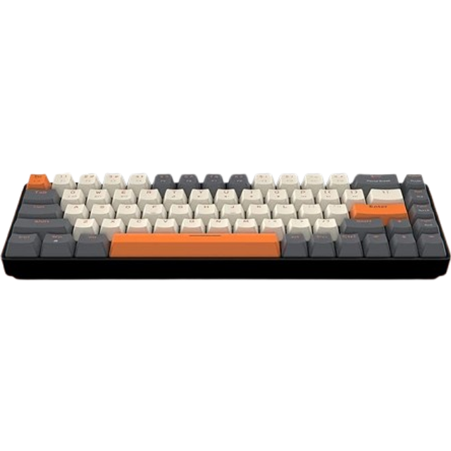 MAGIC-REFINER RK68 Mekaniskt Tangentbord Trådlöst, 60% Kompakt Mekaniskt Speltangentbord, 2.4 GHz & Bluetooth 5.0, 68 Tangenter TKL Hot Swappable Röd Brytare, 2-i-1 Mottagare, PC/MAC/Smartphone/Tablet