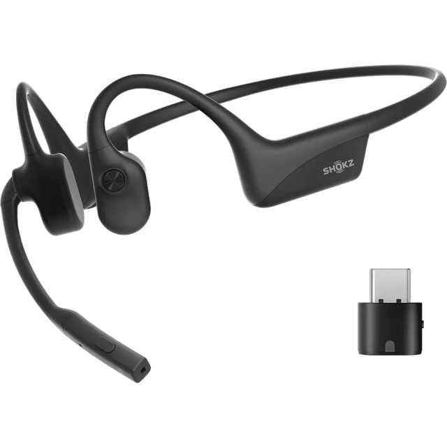 SHOKZ OpenComm2 Bluetooth-headset med dubbla öron och benledningsteknik