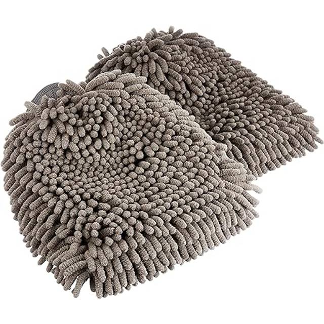 Deluxe Microfiber Car Wash Drying Mitts, 2 Pack, Grey, 30 cm L x 20 cm W