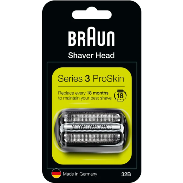 Braun Series 3 32B Byteskassett till Elektriskt Rakapparatshuvud - Svart - Kompatibel med Series 3 ProSkin-Rakapparater