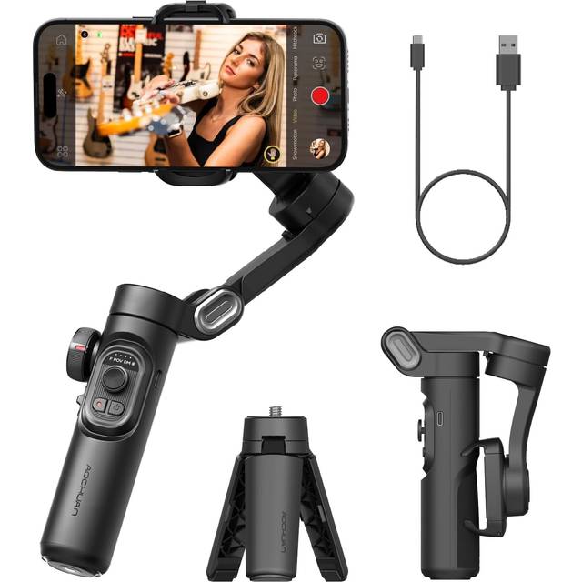 Phone Gimbal Stabilizer 3-Axis Smartphone Foldable Handheld Gimbal for iPhone with Focus Wheel Vlog Stabilizer for iPhone, Android-AOCHUAN Smart XE