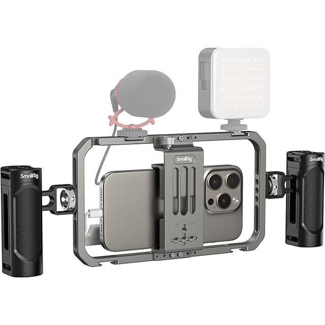 SMALLRIG Universal Vloggrigg Kit, Videorigg med Handtag, Phone Cage för iPhone 16/15 Series, för Samsung Galaxy, för Xiaomi, för Huawei, för Fotografering, Streaming, Filming - 4121