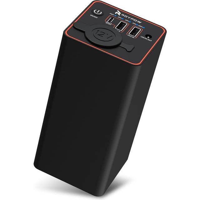 RoyPow Bärbar laddare 30 W PD USB-C powerbank med 12 V cigarettändaruttag, externt batteri för bärbar dator MacBook Air iPad iPhone bilkamera eller camping resor