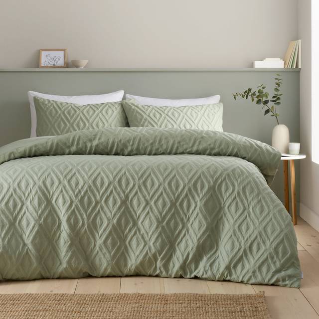 Jacob Geo Soft Touch Duvet Cover Set - Green (King Duvet Cover + 2 Standard Pillowcases)