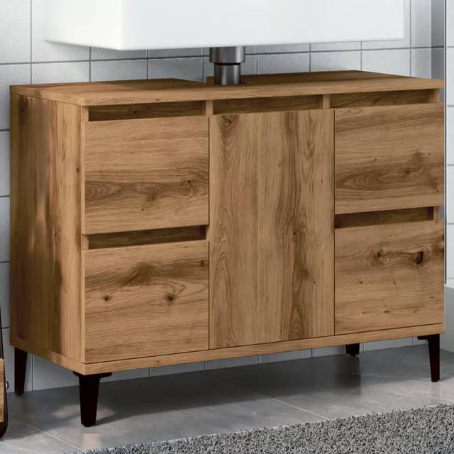 vidaXL Sink Cabinet Artisan Oak 80x33x60 cm Engineered Wood - Brown