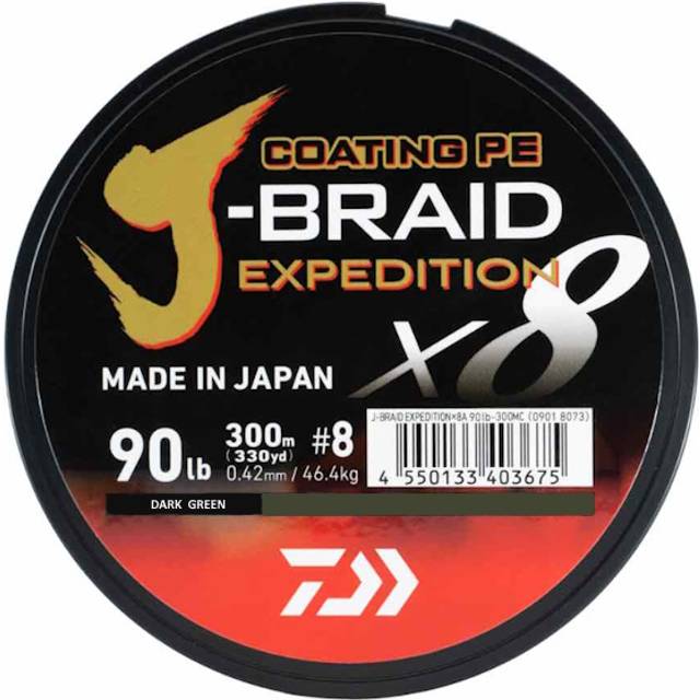 Daiwa J-Braid Expedition x8E 150m Dark Green - 0.18mm