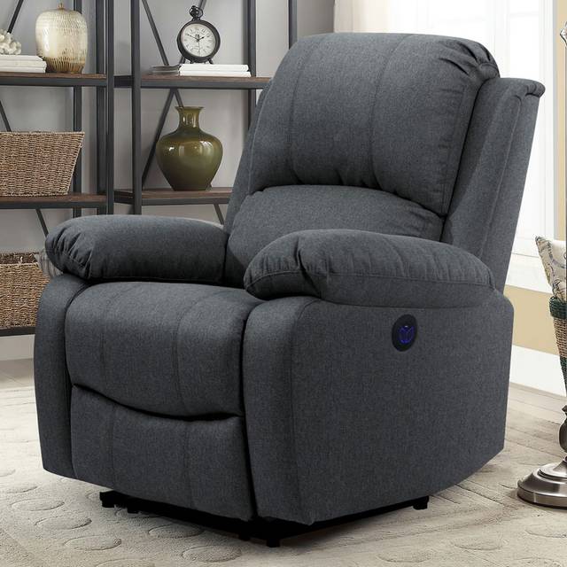 Comfy Living Dark Grey Linen Electric Recliner Chair - Single
