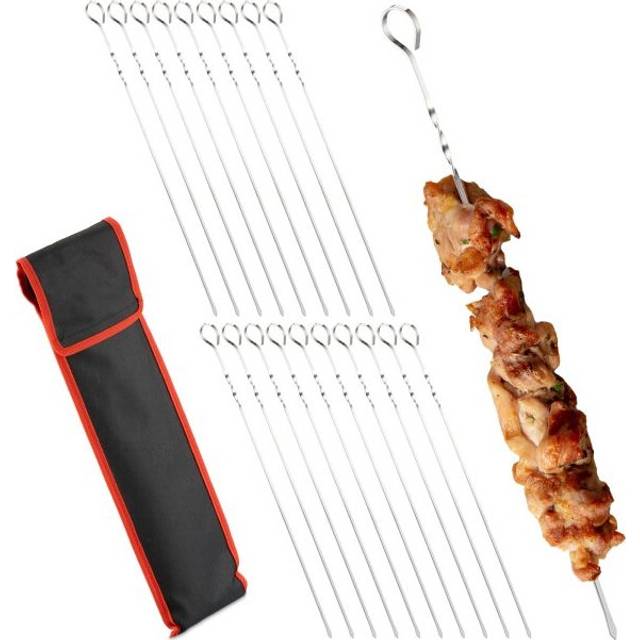 Stainless steel barbecue skewers in a set of 20