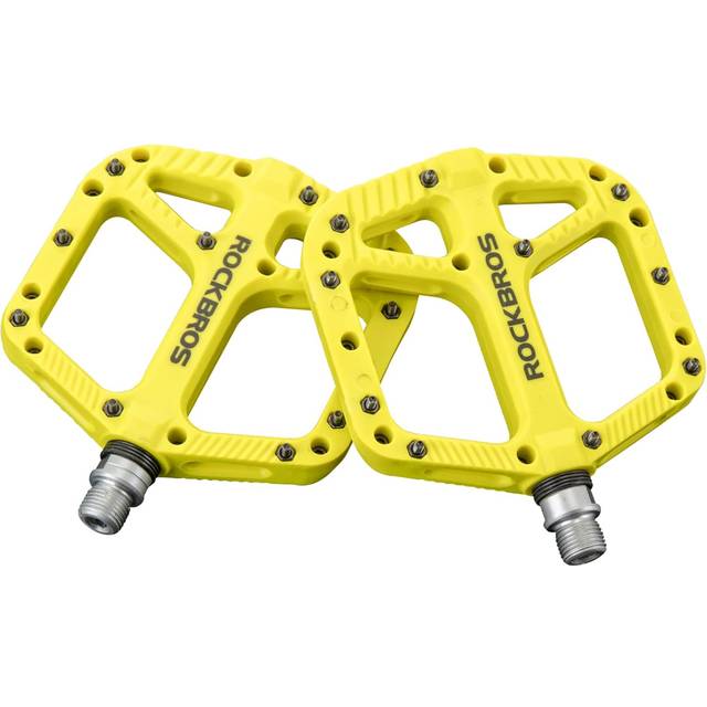 ROCKBROS Cykelpedaler i nylonfiber, 1,42 cm (9/16 tum), cykling, bred plattform, platta cykelpedaler för vägcykling, pedaler med 3 lager, halksäkra, vattentäta och dammsäkra
