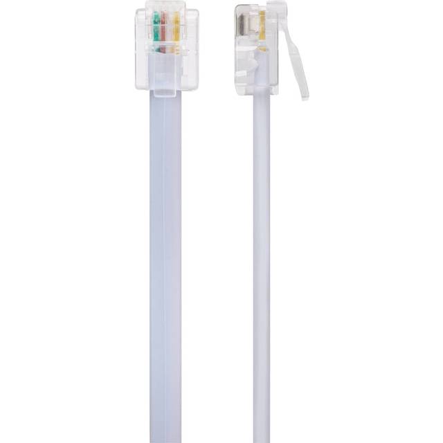 Maplin RJ11 to RJ11 6P4C Telephone Modem Lead - White, 5m