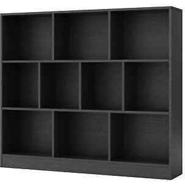 10-Cube Bookshelf 3-Tier Freestanding Storage Organizer-Black