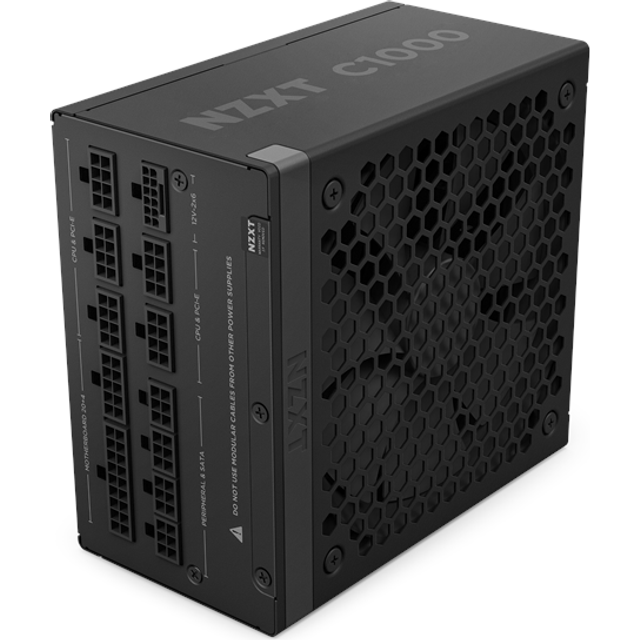NZXT C1000 Gold ATX 3.1 - Fullt modulärt nätaggregat med låg ljudnivå för PC-spel - 1000 watt - 80 PLUS Gold - 12V-2x6-kontakt - Nollfläktsläge - 100% japanska kondensatorer - Svart