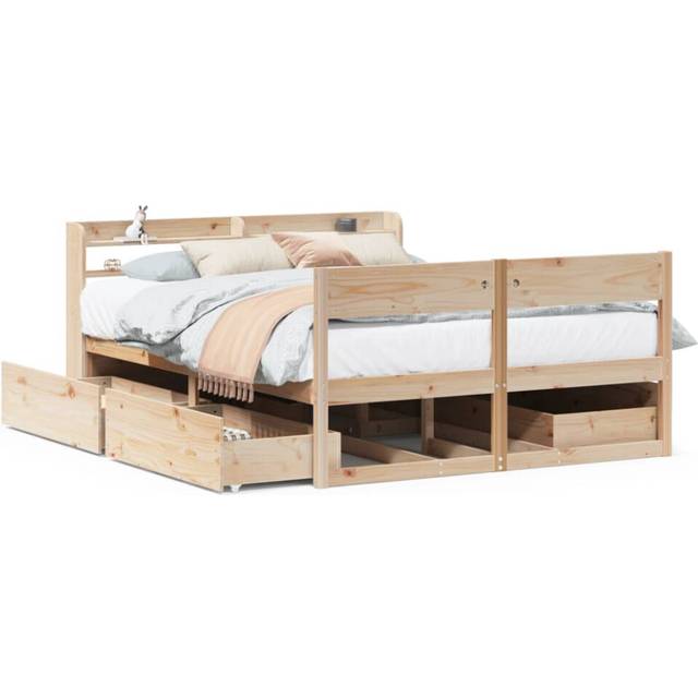 Vidaxl Bed Frame Without Mattress 150x200 Cm King Size Solid Wood Pine