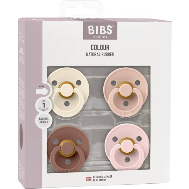 BIBS Colour Latex Rund Ivory/Blush/Woodchuck/Blossom 4-pack - Flera storlekar