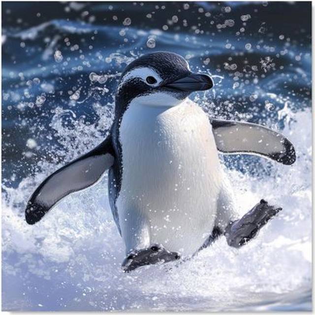 Warren Reed - Designer Joyful Penguin Splashes Kitchen Splashback W600Mm X H600Mm, Multi