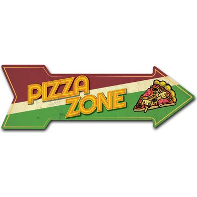 SignMission D-A-12-999668 12 x 36 in. Indoor & Outdoor Decor Direction Sticker Vinyl Wall Decals - Pizza Zone - 24 in.