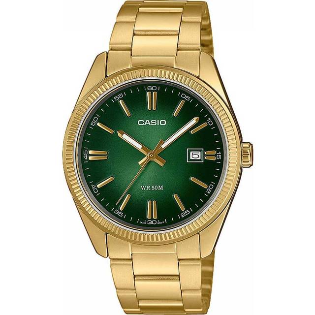 Casio Herr analog kvartsklocka med rostfritt stål rem MTP-1302PGC-3AVEF, Guld, ledig